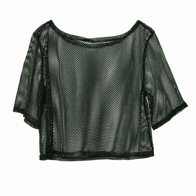 80s Neon Mesh Rave Top – Retro Festival Fishnet Tee -Women's Rave Outfits -Rave Mates