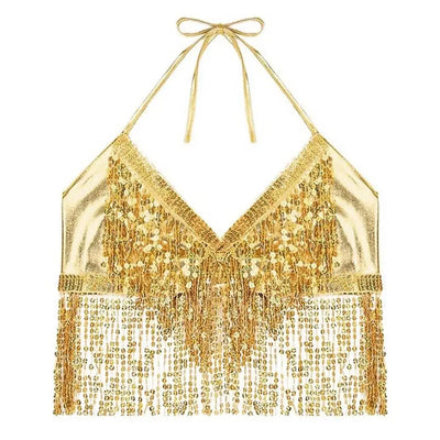 Neckholder-Crop-Top mit Fransen