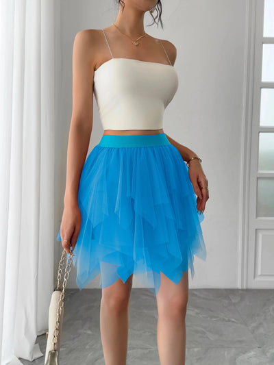 Asymmetrical Layered Chiffon Skirt -Women's Rave Outfits -Rave Mates