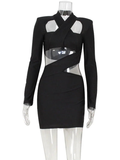 Black Cut-Out Bodysuit Dress – Rave Ready Festival Outfit -Rave Bodysuits -Rave Mates