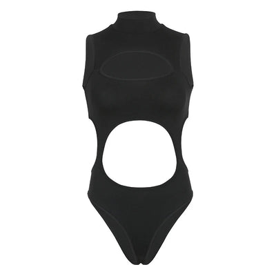 Black Cut-Out Rave Bodysuit – Festival Statement Outfit -Rave Bodysuits -Rave Mates