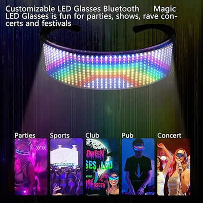 Bluetooth LED Rave Glasses – Customizable Party Glasses -Rave Outfit Addons -Rave Mates