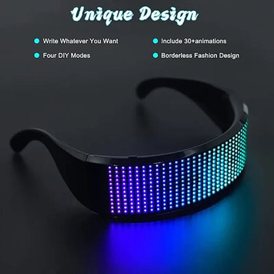 Bluetooth LED Rave Glasses – Customizable Party Glasses -Rave Outfit Addons -Rave Mates