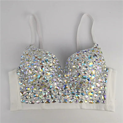 Crystal Rhinestone Rave Bra Top – Festival Ready Sparkle Top -Rave Crop Tops -Rave Mates