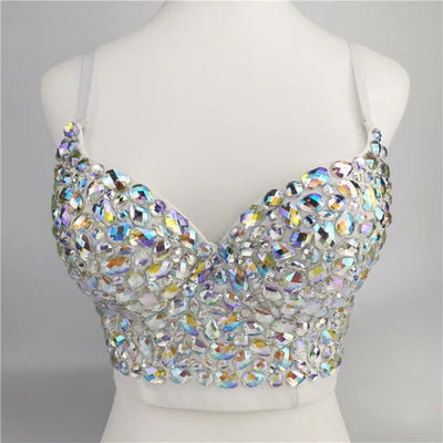 Crystal Rhinestone Rave Bra Top – Festival Ready Sparkle Top -Rave Crop Tops -Rave Mates