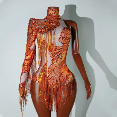 Embellished Fringe Rave Bodysuit – Sparkle Festival Outfit -Rave Bodysuits -Rave Mates