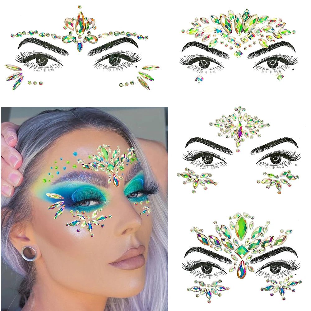 Glow In The Dark Face Crystal Stickers – Rave Festival Gems -Rave Outfit Addons -Rave Mates