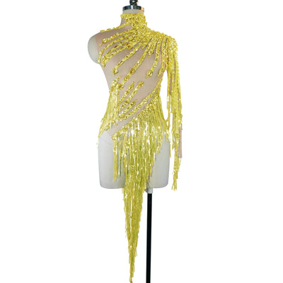Green Crystal Fringe Rave Bodysuit – Festival Statement Outfit -Rave Bodysuits -Rave Mates
