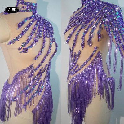 Green Crystal Fringe Rave Bodysuit – Festival Statement Outfit -Rave Bodysuits -Rave Mates