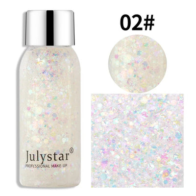 Julystar Face & Body Glitter Gel – Rave Festival Makeup -Rave Outfit Addons -Rave Mates