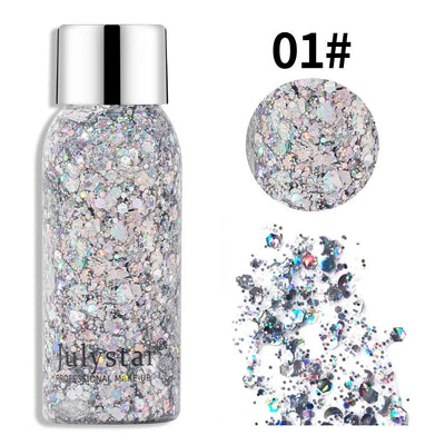 Julystar Face & Body Glitter Gel – Rave Festival Makeup -Rave Outfit Addons -Rave Mates