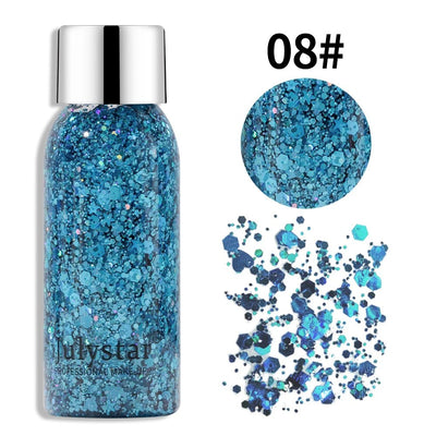 Julystar Face & Body Glitter Gel – Rave Festival Makeup -Rave Outfit Addons -Rave Mates