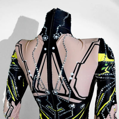 Neon Cut-Out Rhinestone Rave Bodysuit – 4 Style Choices -Rave Bodysuits -Rave Mates