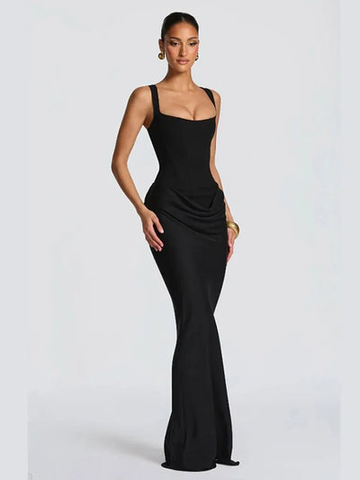 Night Out Ready Draped Maxi Dress – Elegant Party Gown -Going Out Dresses -Rave Mates