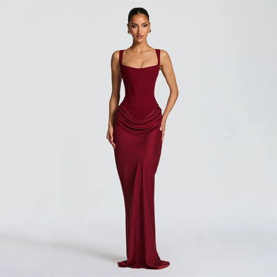 Night Out Ready Draped Maxi Dress – Elegant Party Gown -Going Out Dresses -Rave Mates