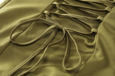 Olive Green Scarf Neck Maxi Dress – Going Out Ready -Going Out Dresses -Rave Mates