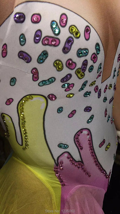 Pastel Rhinestone Statement Jumpsuit – Night Out Ready -Going Out Dresses -Rave Mates