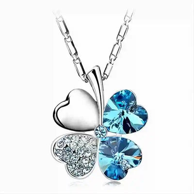 Rave Luck Crystal Clover Necklace -Rave Outfit Addons -Rave Mates