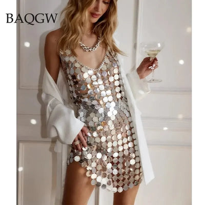 Sequin Body Chain Dress -Women's Rave Outfits -Rave Mates