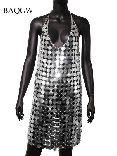 Sequin Body Chain Dress -Women's Rave Outfits -Rave Mates