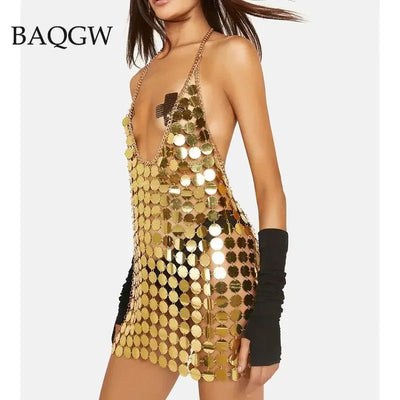 Sequin Body Chain Dress -Women's Rave Outfits -Rave Mates