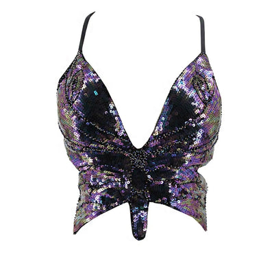 Sequin Butterfly Rave Top – Sparkly Festival Crop Top -Rave Bras -Rave Mates