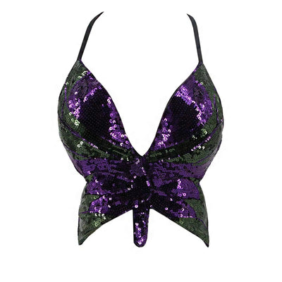 Sequin Butterfly Rave Top – Sparkly Festival Crop Top -Rave Bras -Rave Mates