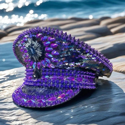 Sequin Festival Captain Hat with Gems – 20 Style Choices -Rave Accessories -Rave Mates