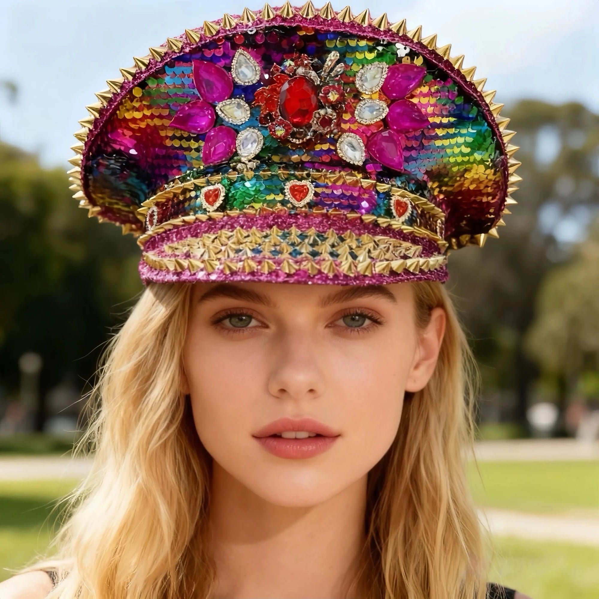 Sequin Festival Captain Hat with Gems – 20 Style Choices -Rave Accessories -Rave Mates