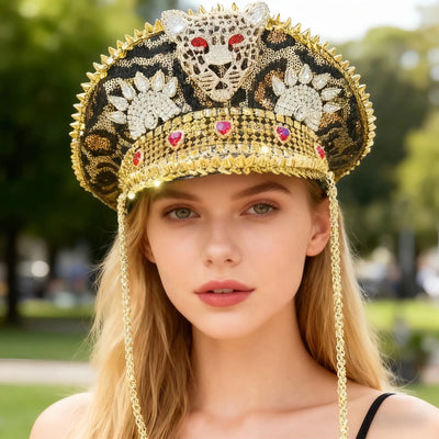 Sequin Festival Captain Hat with Gems – 20 Style Choices -Rave Accessories -Rave Mates