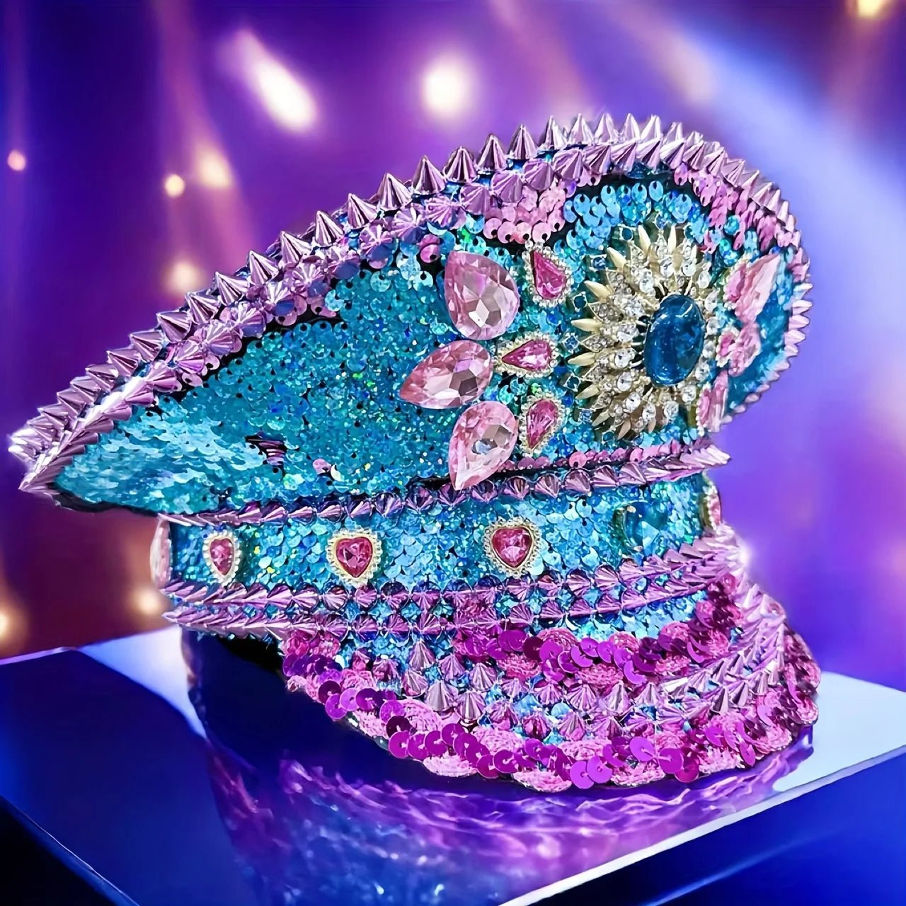 Sequin Festival Captain Hat with Gems – 20 Style Choices -Rave Accessories -Rave Mates