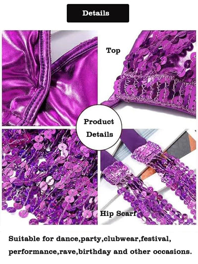 Sequin Fringe Rave Set – Sparkle Festival Outfit -Women's Rave Outfits -Rave Mates