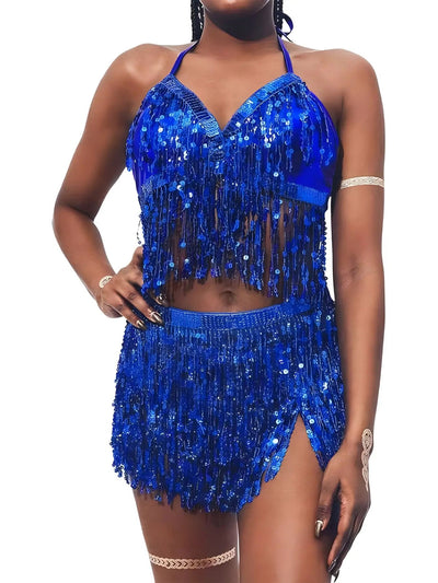 Sequin Fringe Rave Set – Sparkle Festival Outfit -Women's Rave Outfits -Rave Mates