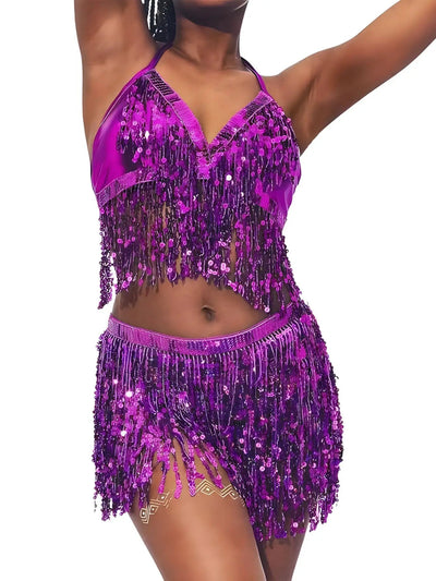 Sequin Fringe Rave Set – Sparkle Festival Outfit -Women's Rave Outfits -Rave Mates