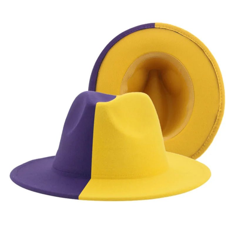 Two-Tone Wide-Brim Rave Hat – Festival Statement Fedora -Rave Outfit Addons -Rave Mates