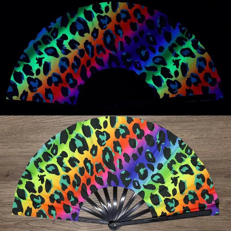 UV Fluorescent Rave Folding Fan – Bamboo Festival Fan -Rave Outfit Addons -Rave Mates