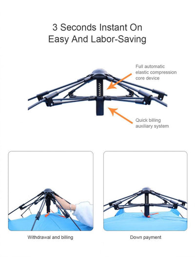 Folding Automatic Tent 3-4 Person -Festival Camping Gear -Rave Mates
