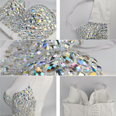 Rhinestone Crop Top Corset -Rave Crop Tops -Rave Mates