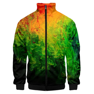 Psychedelic 3D Print Rave Jacket – Unisex Zip-Up Festival Coat