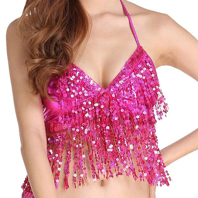 Neckholder-Crop-Top mit Fransen