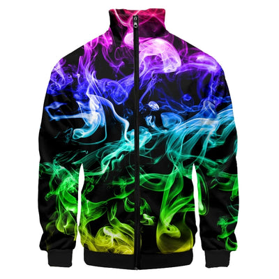 Psychedelic 3D Print Rave Jacket – Unisex Zip-Up Festival Coat