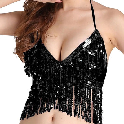 Neckholder-Crop-Top mit Fransen