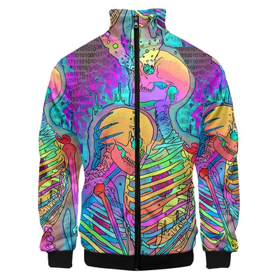 Psychedelic 3D Print Rave Jacket – Unisex Zip-Up Festival Coat