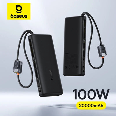 Baseus EnerFill FC41 100W 20000mAh Power Bank with Built-In Dual USB-C Cables - Rave Mates