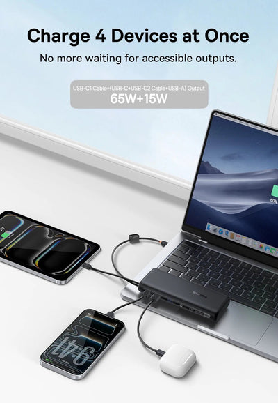 Baseus EnerFill FC41 100W 20000mAh Power Bank with Built-In Dual USB-C Cables - Rave Mates