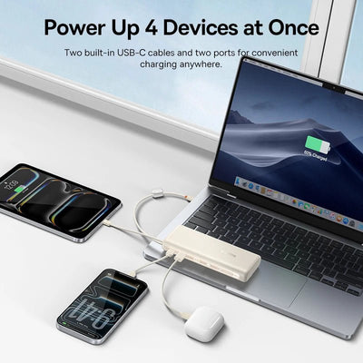 Baseus EnerFill FC41 100W 20000mAh Power Bank with Built-In Dual USB-C Cables - Rave Mates