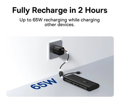 Baseus EnerFill FC41 100W 20000mAh Power Bank with Built-In Dual USB-C Cables - Rave Mates