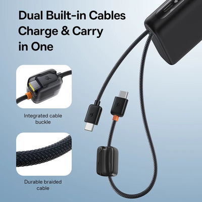 Baseus EnerFill FC41 100W 20000mAh Power Bank with Built-In Dual USB-C Cables - Rave Mates