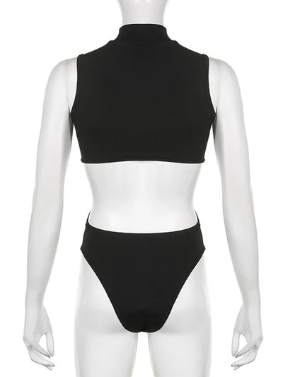 Black Cut-Out Rave Bodysuit – Festival Statement Outfit -Rave Bodysuits -Rave Mates
