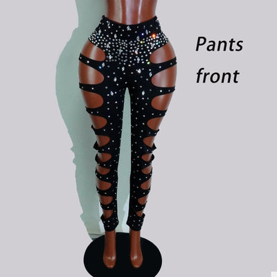 Black Rhinestone Cut-Out Rave Bodysuit -Rave Bodysuits -Rave Mates